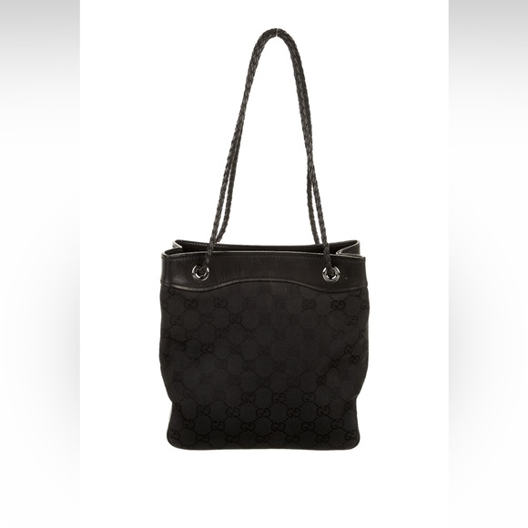 Gucci Vintage GG Gifford Canvas Small Black Tote - Picture 1 of 15